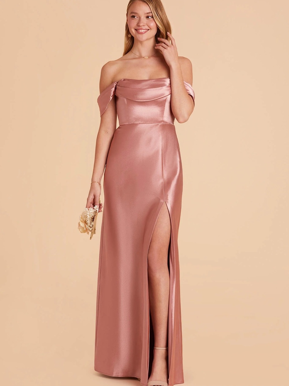 Birdy Grey Mia Convertible Dress in Shiny Satin Desert Rose